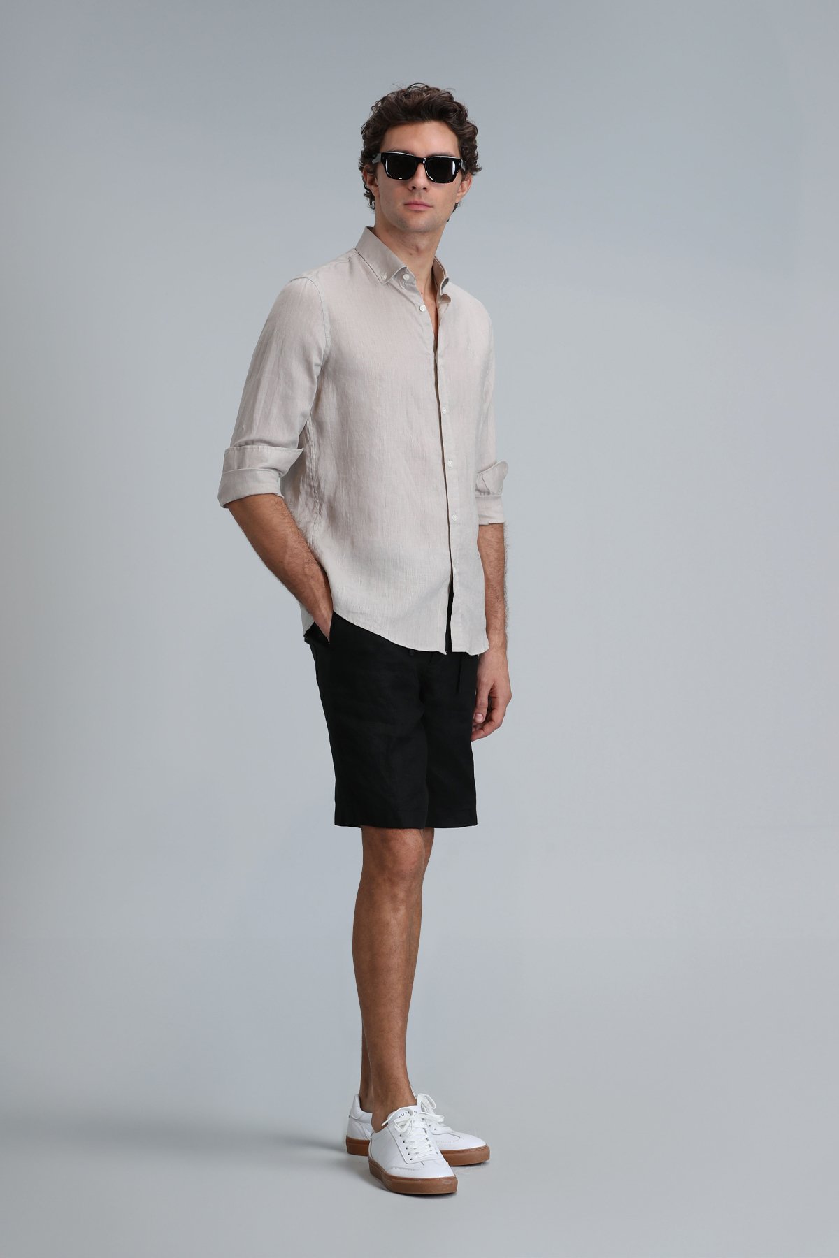 Peler Spor Erkek Chino Şort Slim Fit Siyah - Lufian