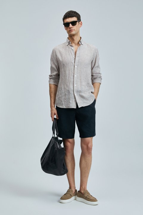 Peler Spor Erkek Chino Şort Slim Fit Siyah - Lufian