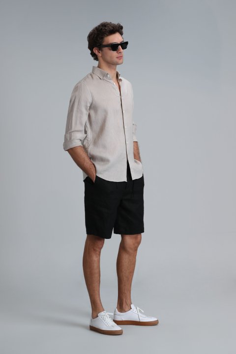 Peler Spor Erkek Chino Şort Slim Fit Siyah - LUFIAN