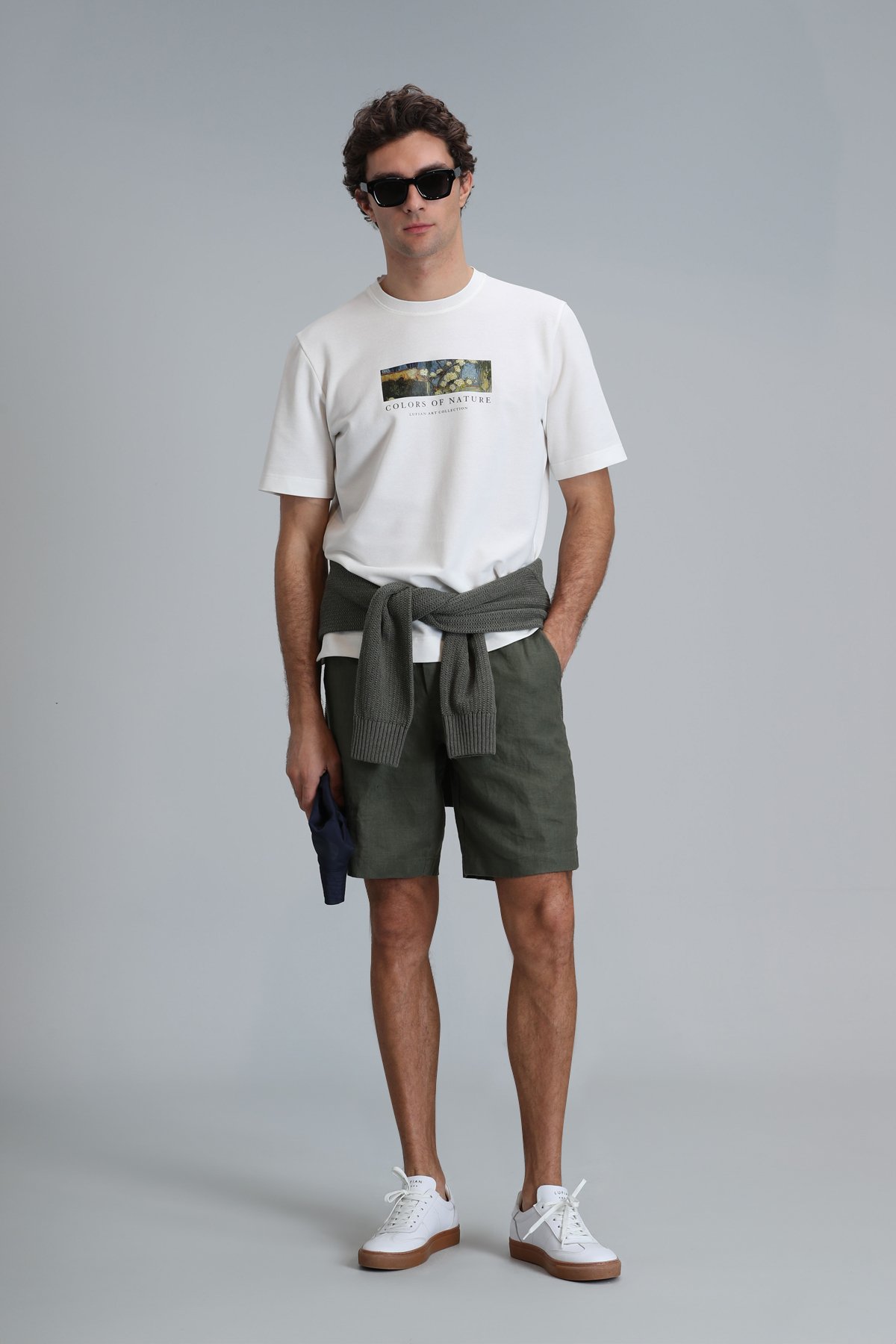 Peler Spor Erkek Chino Şort Slim Fit Yeşil - Lufian