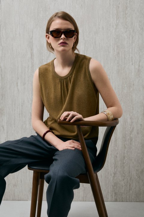 Perla Kadın Triko Atlet Safran - Lufian