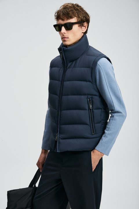 Peter Goose Down Men's Vest Navy Blue - Lufian (1)