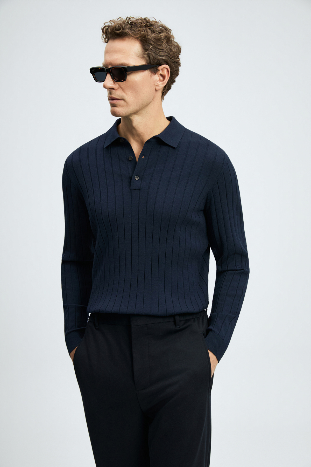 Mens Sweater Navy - LUFIAN