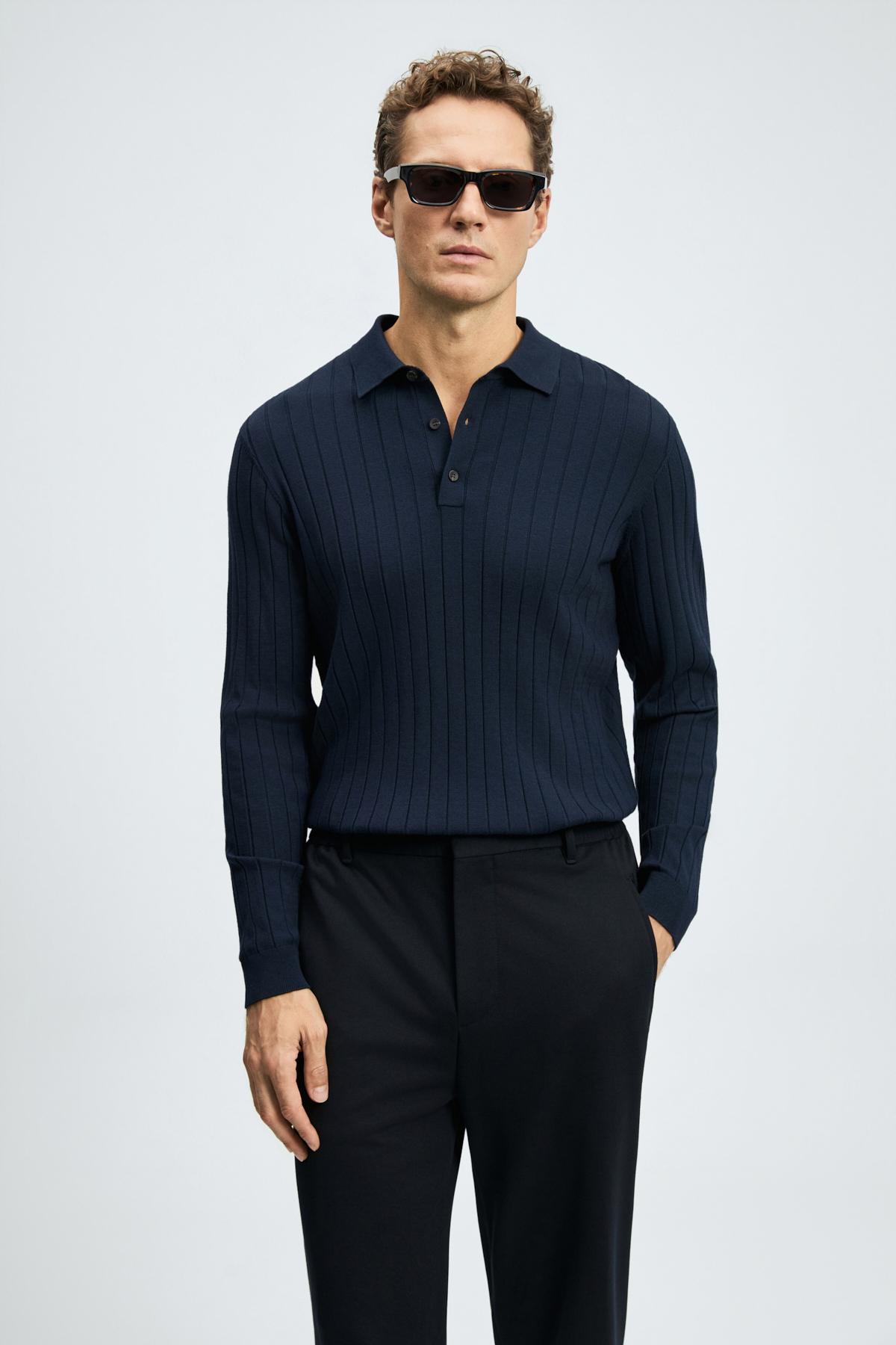 Mens Sweater Navy - LUFIAN
