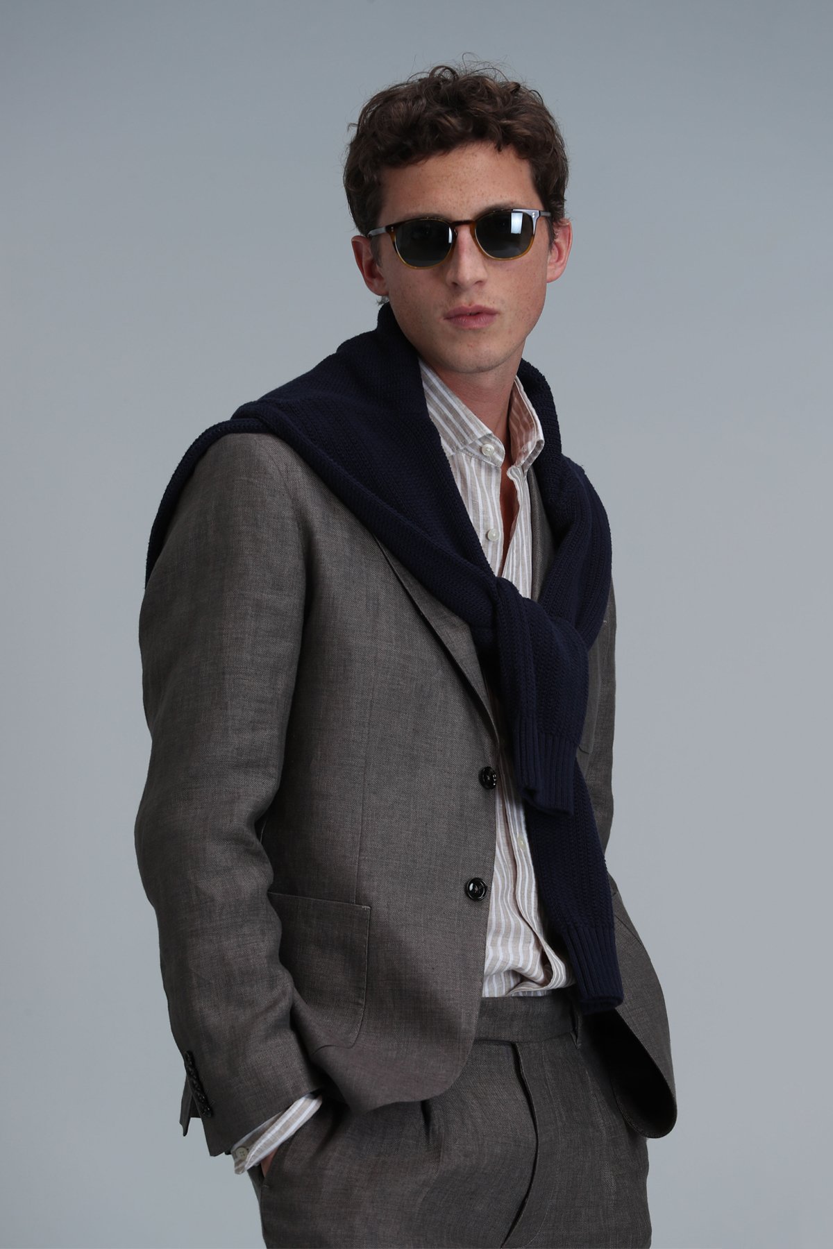 Petro Spor Erkek Blazer Ceket Slim Fit Kahverengi - Lufian