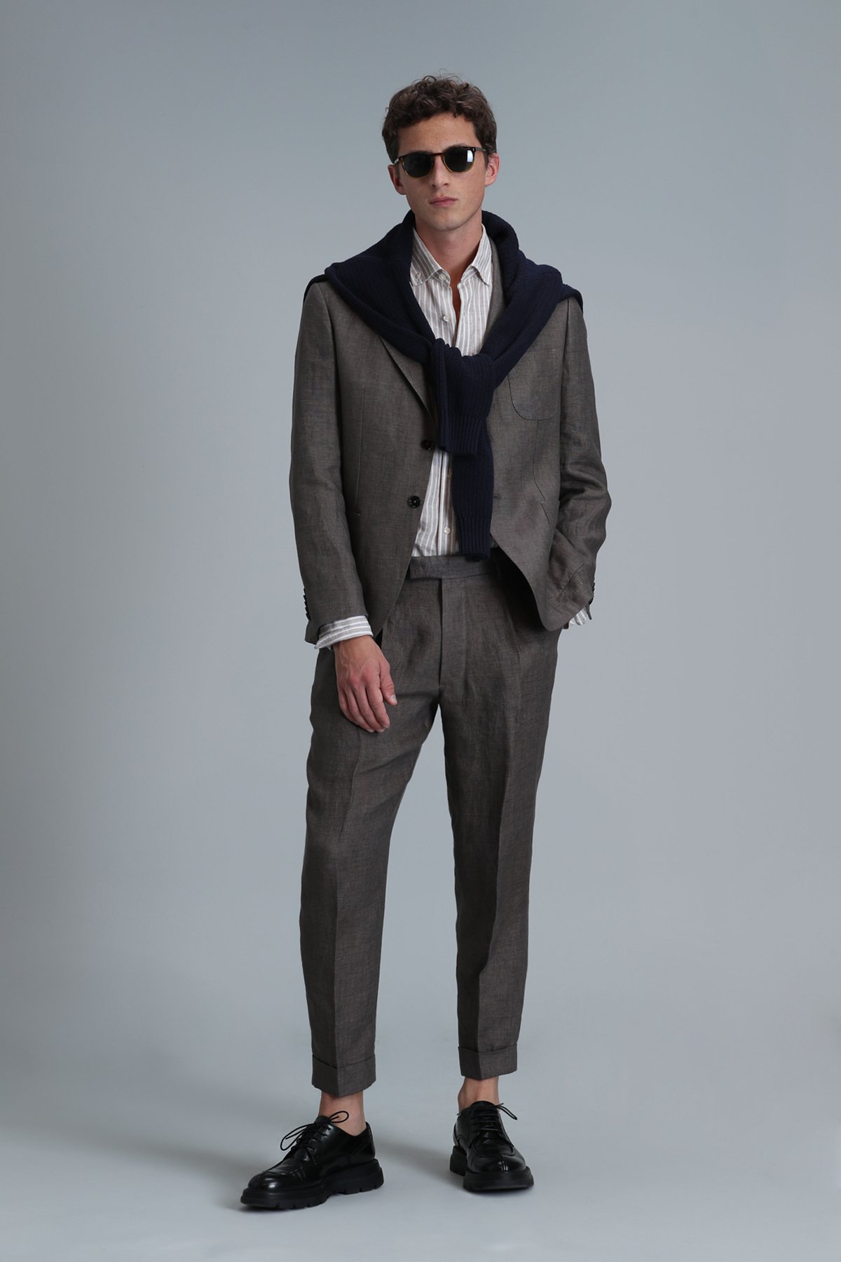 Petro Spor Erkek Blazer Ceket Slim Fit Kahverengi - Lufian (1)