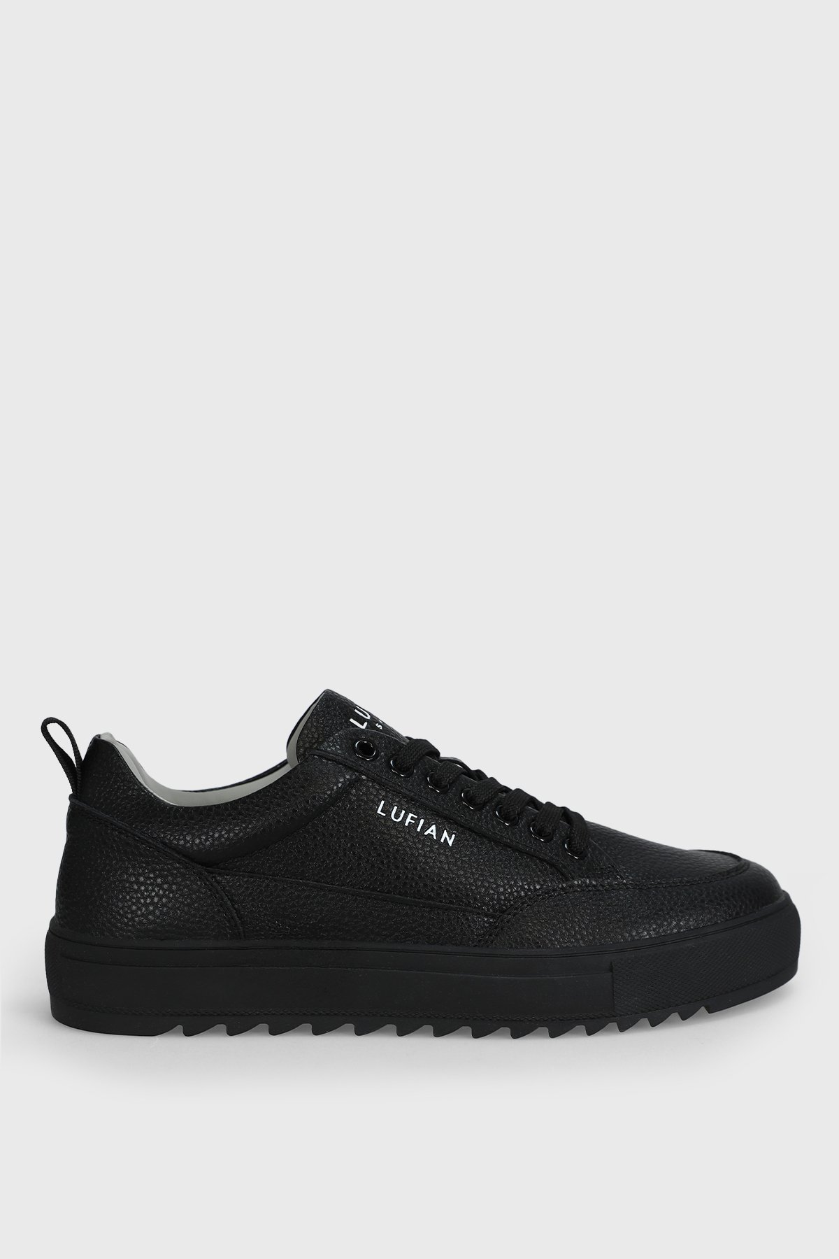 Mens Leather Sneaker Shoes Black - Lufian
