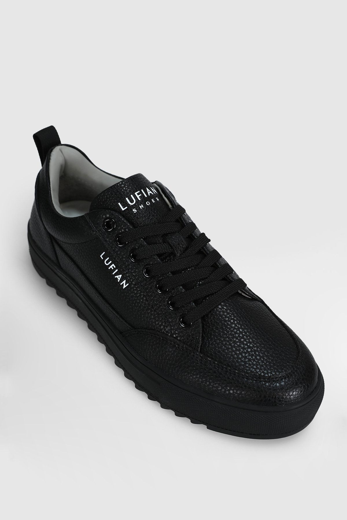 Mens Leather Sneaker Shoes Black - Lufian (1)