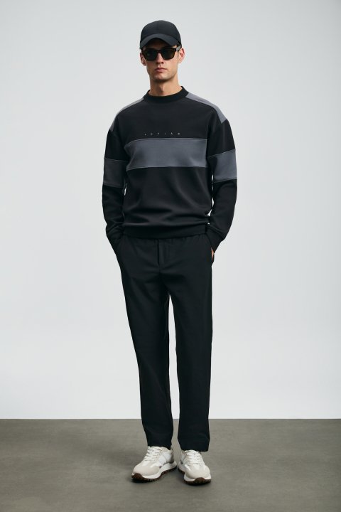 Pıeces Erkek Sweatshirt Siyah - Lufian