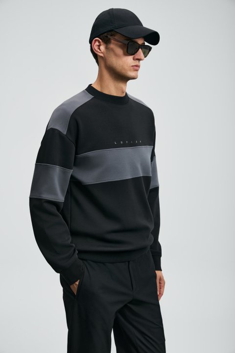 Pıeces Erkek Sweatshirt Siyah - LUFIAN