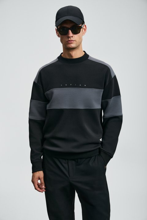Pıeces Erkek Sweatshirt Siyah - LUFIAN