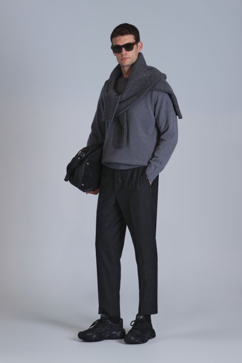 Pier Spor Erkek Chino Pantolon Slim Fit Koyu Gri - Lufian (1)