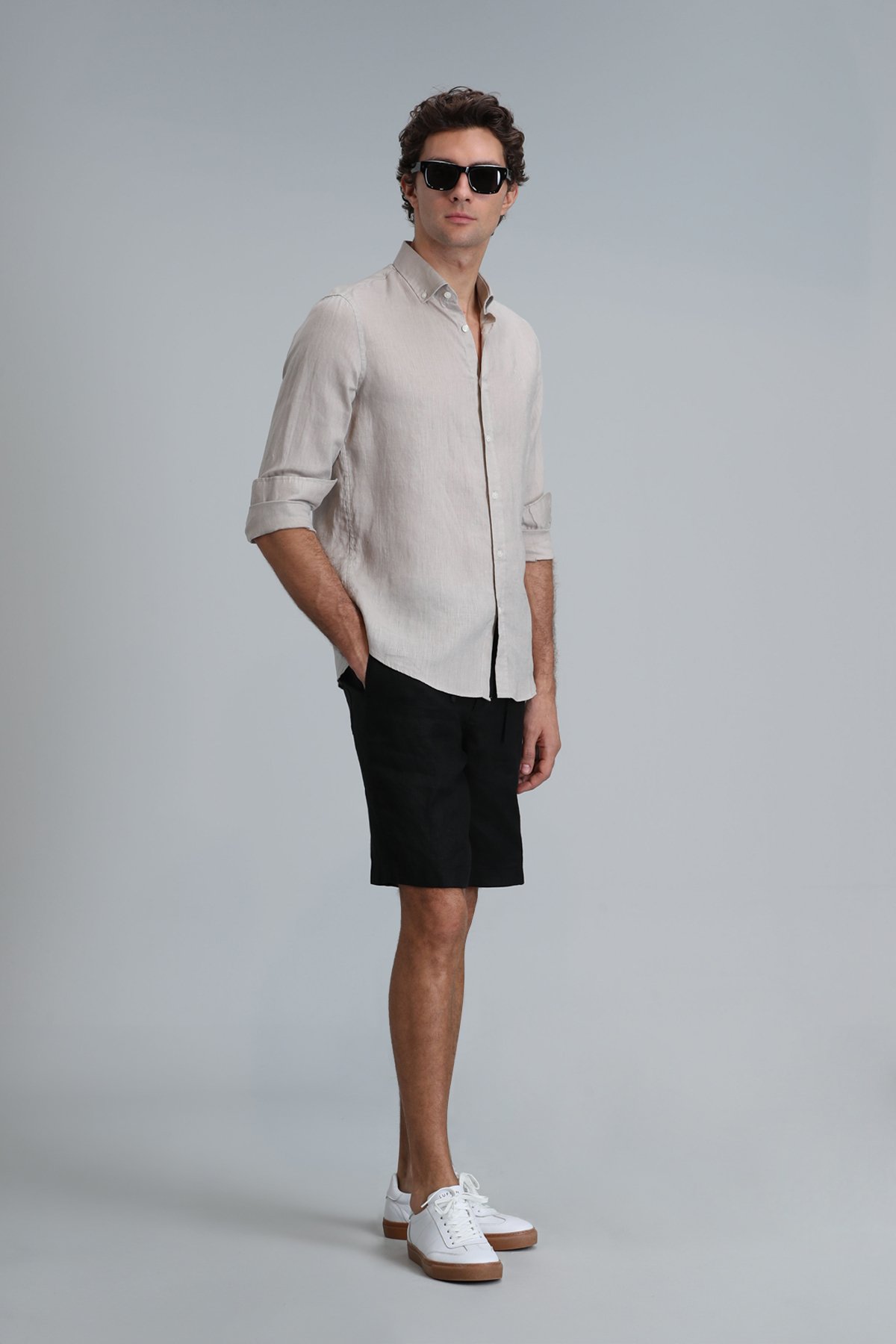 Pitaya Erkek Keten Gömlek Comfort Fit Bej - Lufian (1)