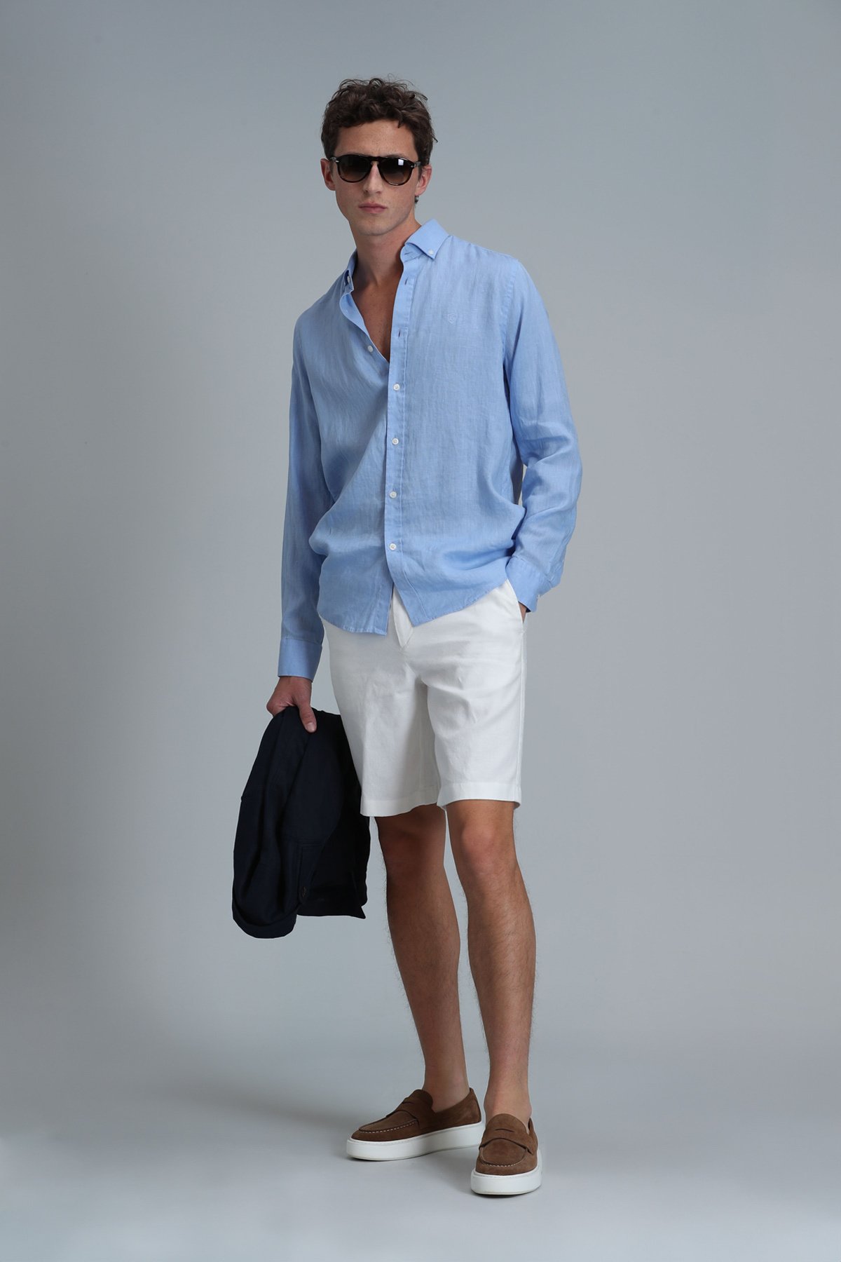 Pitaya Erkek Keten Gömlek Comfort Fit Mavi - Lufian (1)