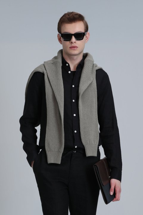 Pitaya Erkek Keten Gömlek Comfort Fit Siyah - Lufian