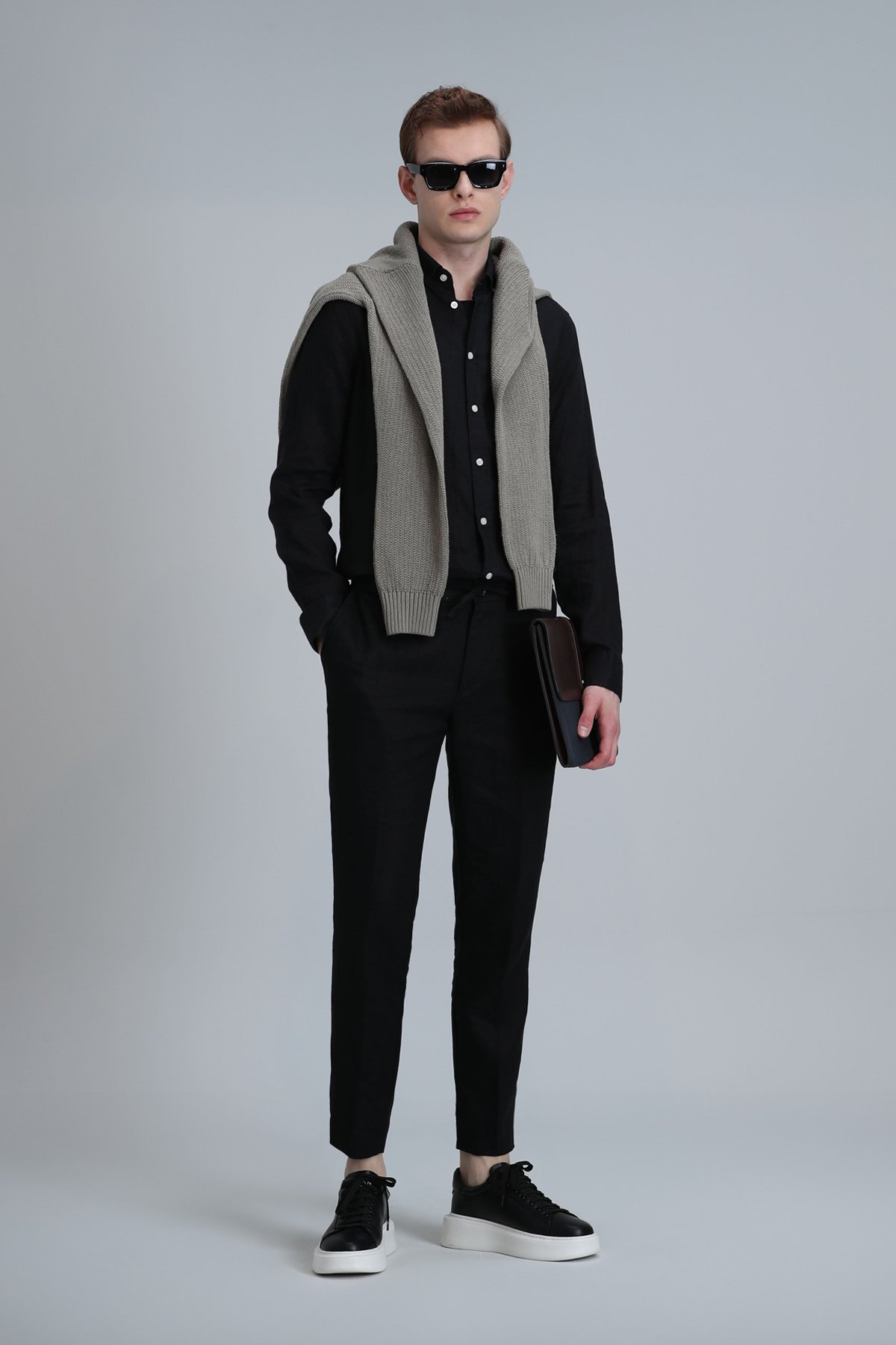 Pitaya Erkek Keten Gömlek Comfort Fit Siyah - Lufian (1)