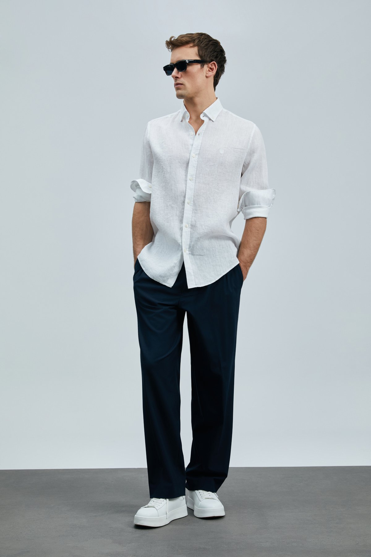 Pitaya Erkek Keten Gömlek Comfort Fit Beyaz - Lufian