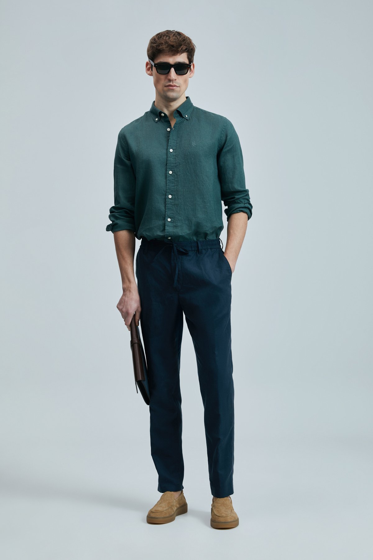 Pitaya Erkek Keten Gömlek Comfort Fit Yeşil - Lufian (1)
