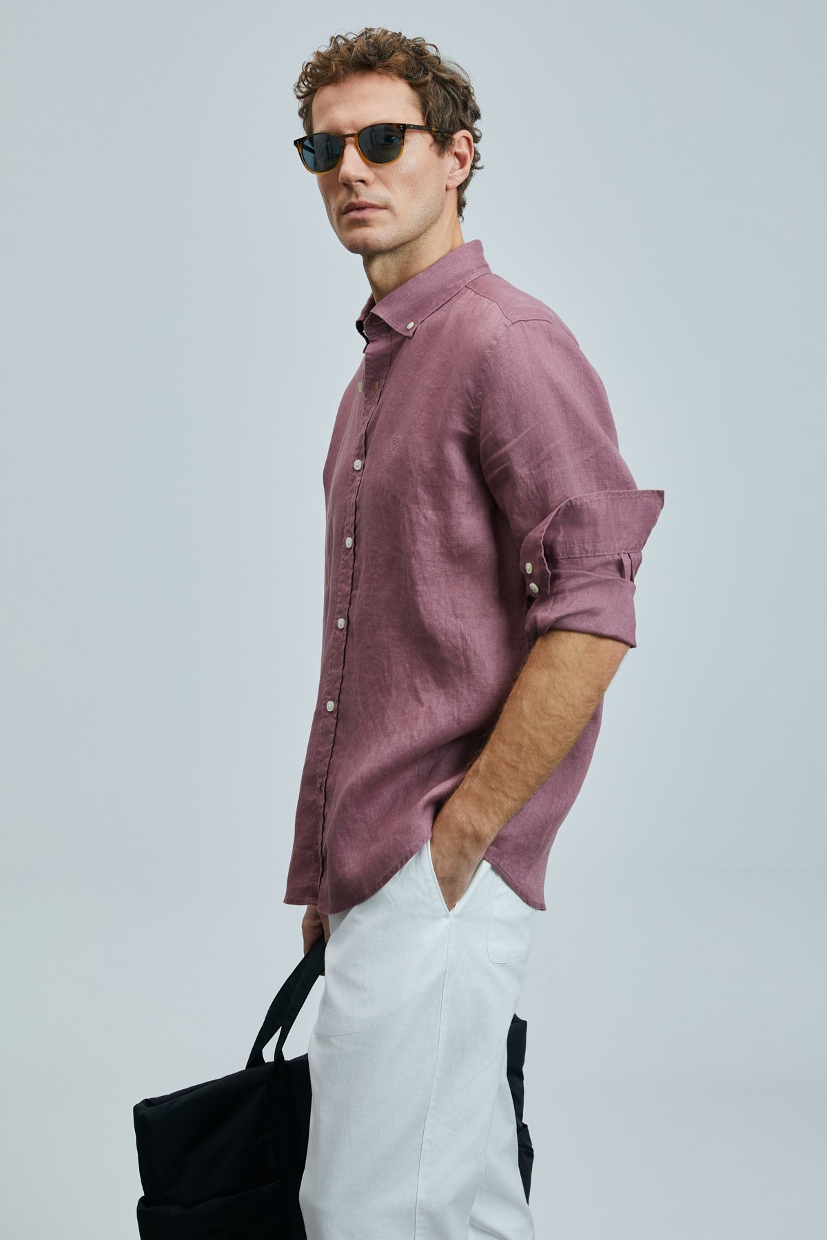 Pitaya Erkek Keten Gömlek Comfort Fit Gül Kurusu - Lufian (1)