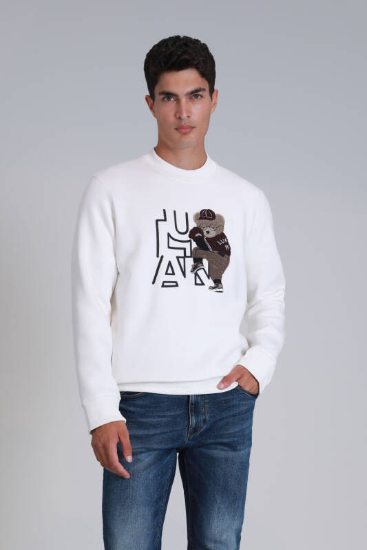 Pıtcher Erkek Sweatshirt Kırık Beyaz - 1