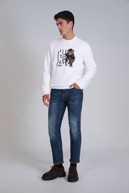 Pıtcher Erkek Sweatshirt Kırık Beyaz - 4