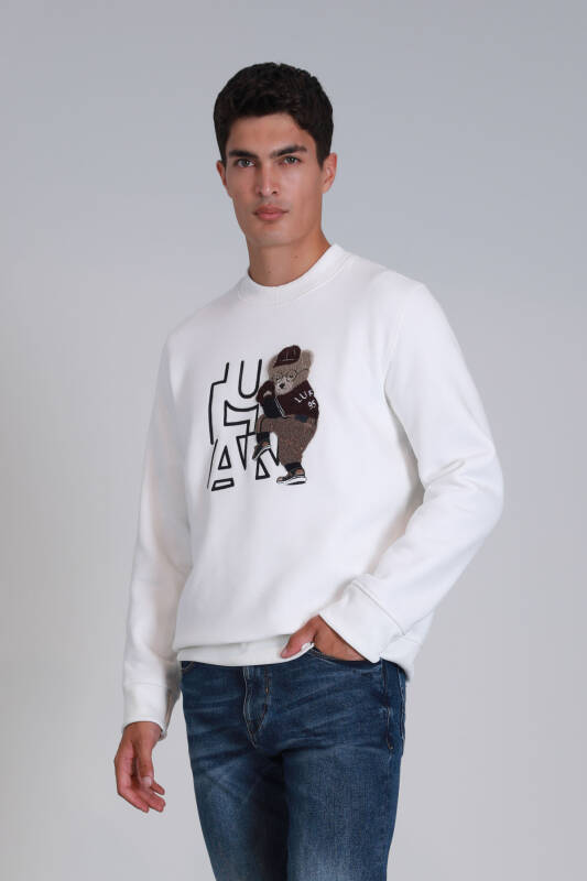 Pıtcher Erkek Sweatshirt Kırık Beyaz - 5