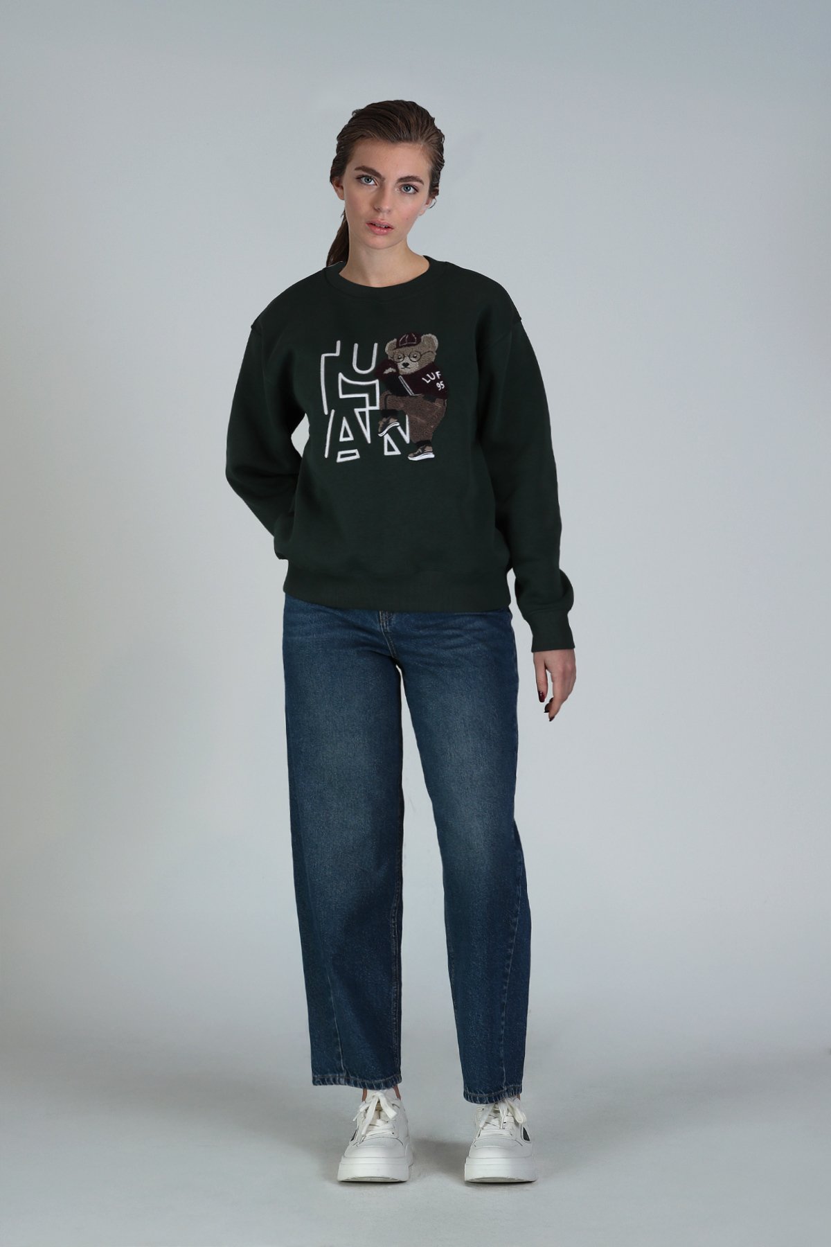 Pıtcher Kadın Örme Sweatshırt Çimen Yeşili - Lufian (1)