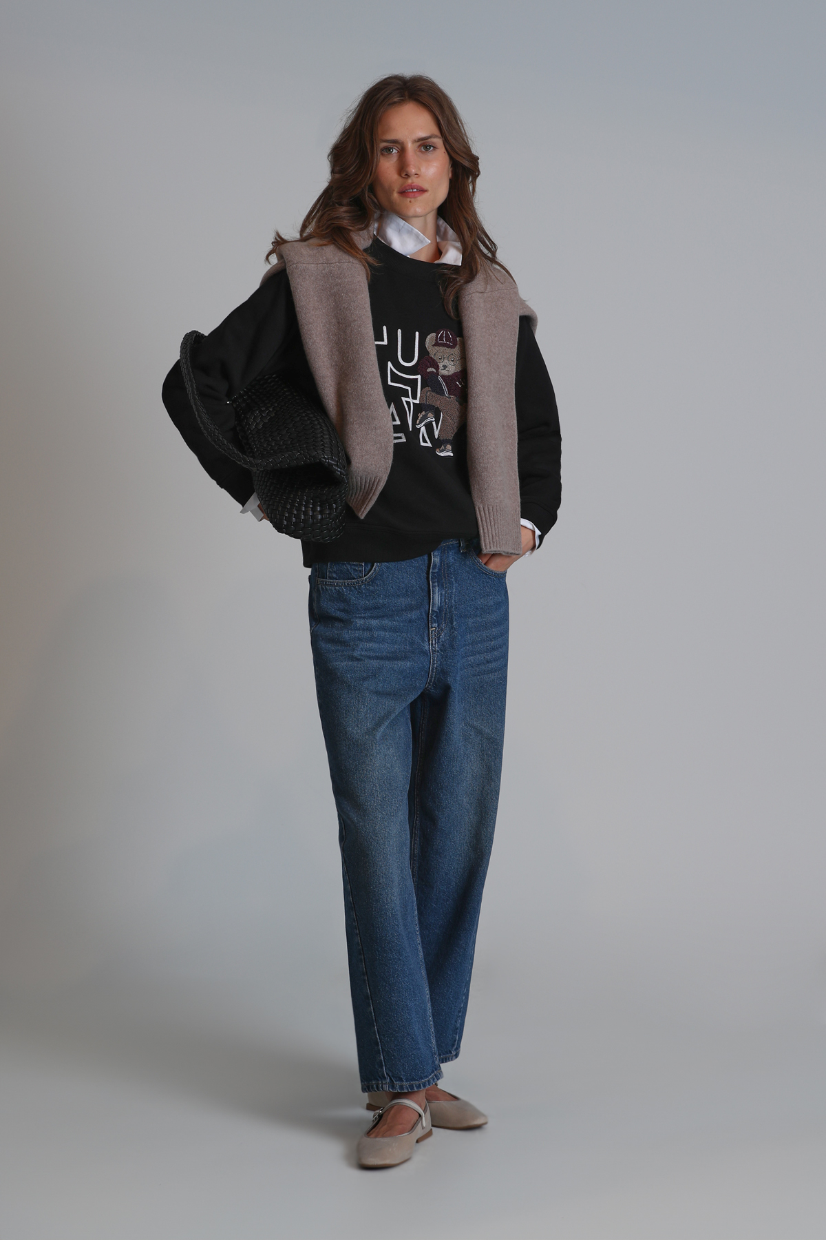 Pıtcher Kadın Örme Sweatshırt Siyah - Lufian (1)