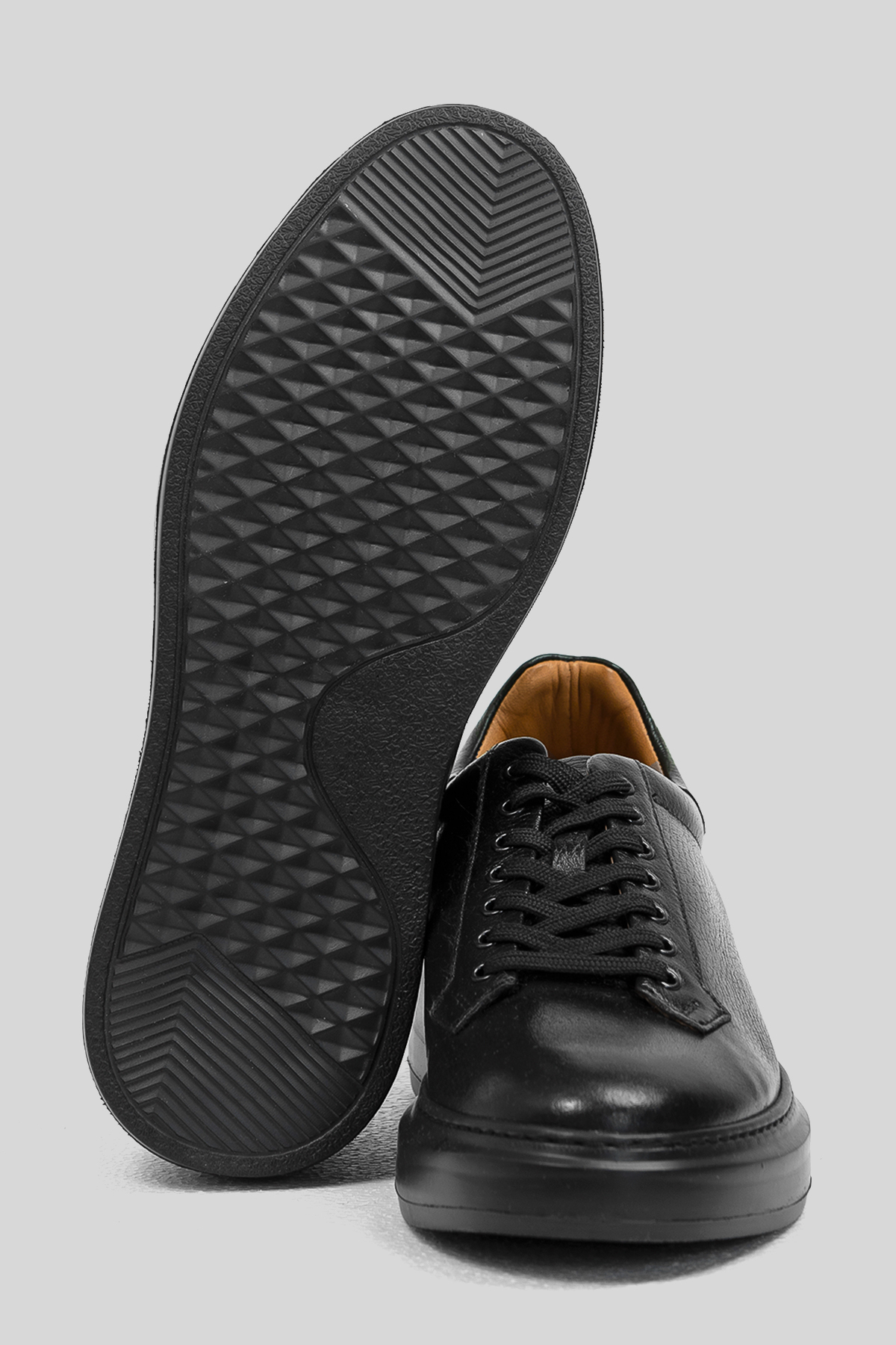 Plaın Erkek Deri Sneaker Ayakkabı Siyah