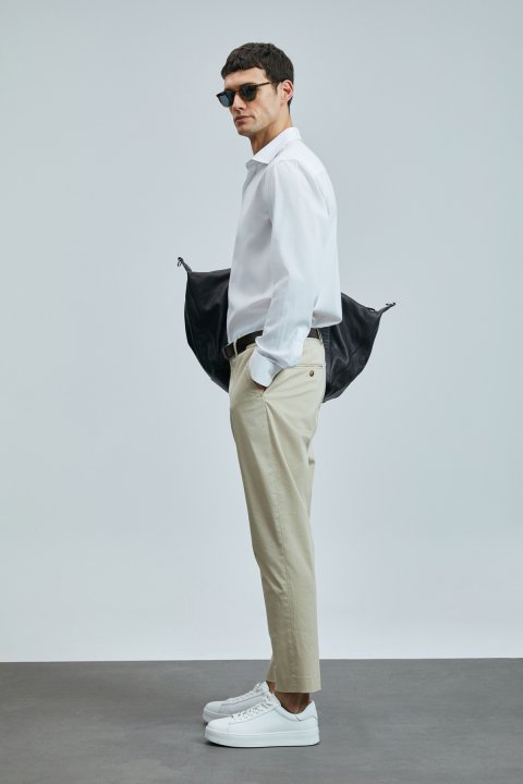 Plus Smart Erkek Chino Pantolon Slim Fit Deve Tüyü - Lufian