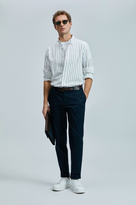 Plus Smart Erkek Chino Pantolon Slim Fit Lacivert - Lufian