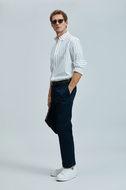 Plus Smart Erkek Chino Pantolon Slim Fit Lacivert - Lufian (1)