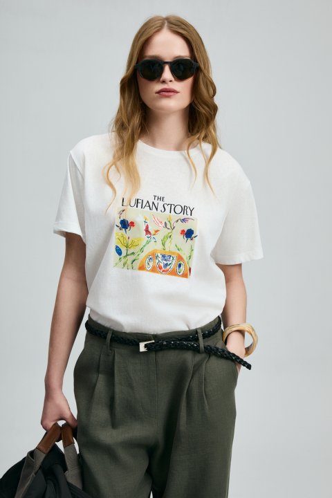 Poly Women's T-Shirt Off White - Lufian (1)