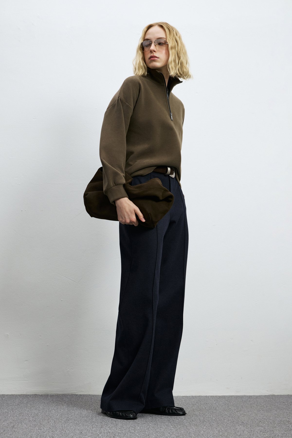 Woman Knitting Sweatsh Brown - LUFIAN