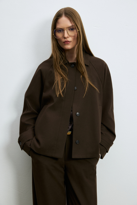 Women's Jacket Comfort Fit Dark Brown - LUFIAN