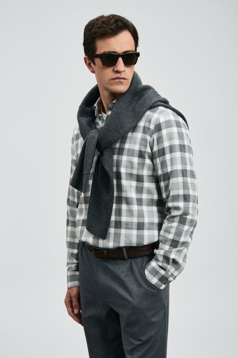 Danıel Men Basic Shirt Regular Fıt Grey - Lufian