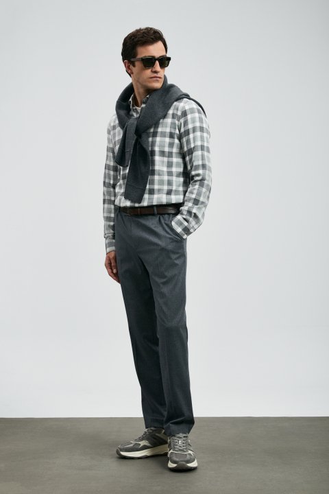 Danıel Men Basic Shirt Regular Fıt Grey - Lufian (1)