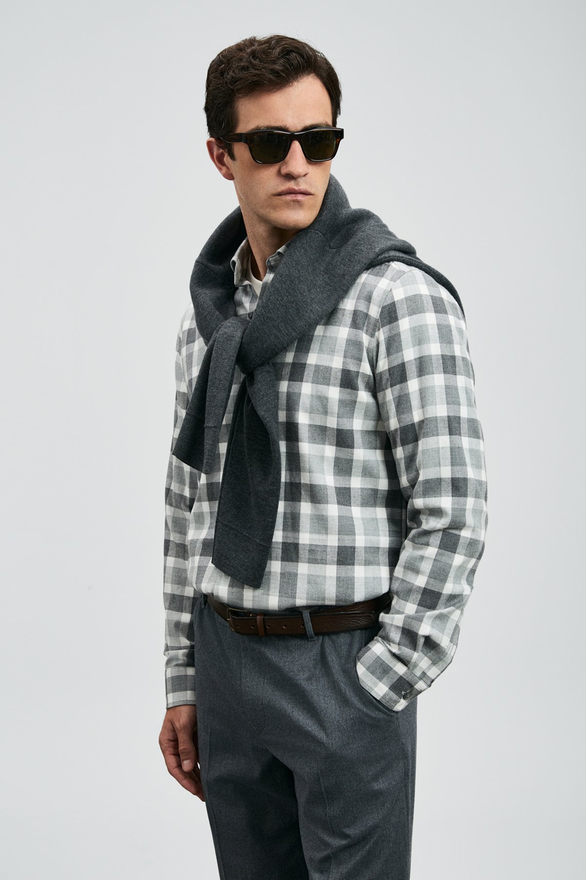 Quel Herren Basic Shirt Regular Fit Grau - LUFIAN