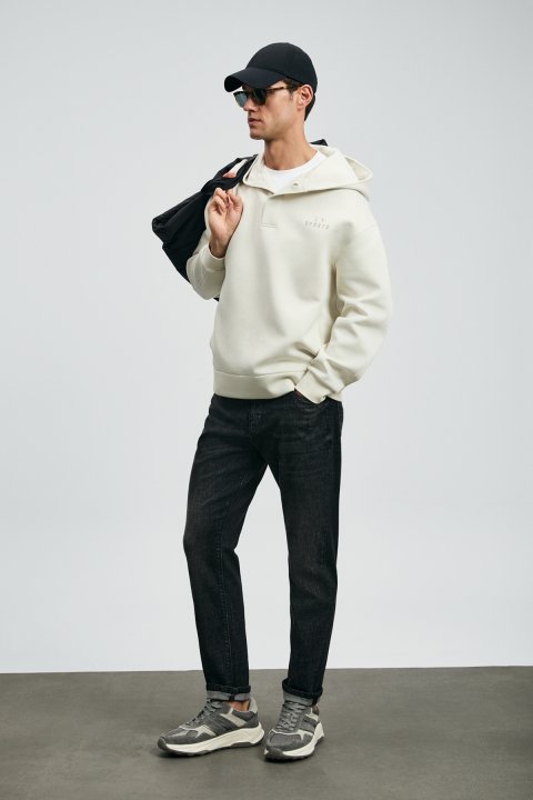 Quel Spor Jean Erkek Pantolon Slim Fit Koyu Gri - Lufian (1)