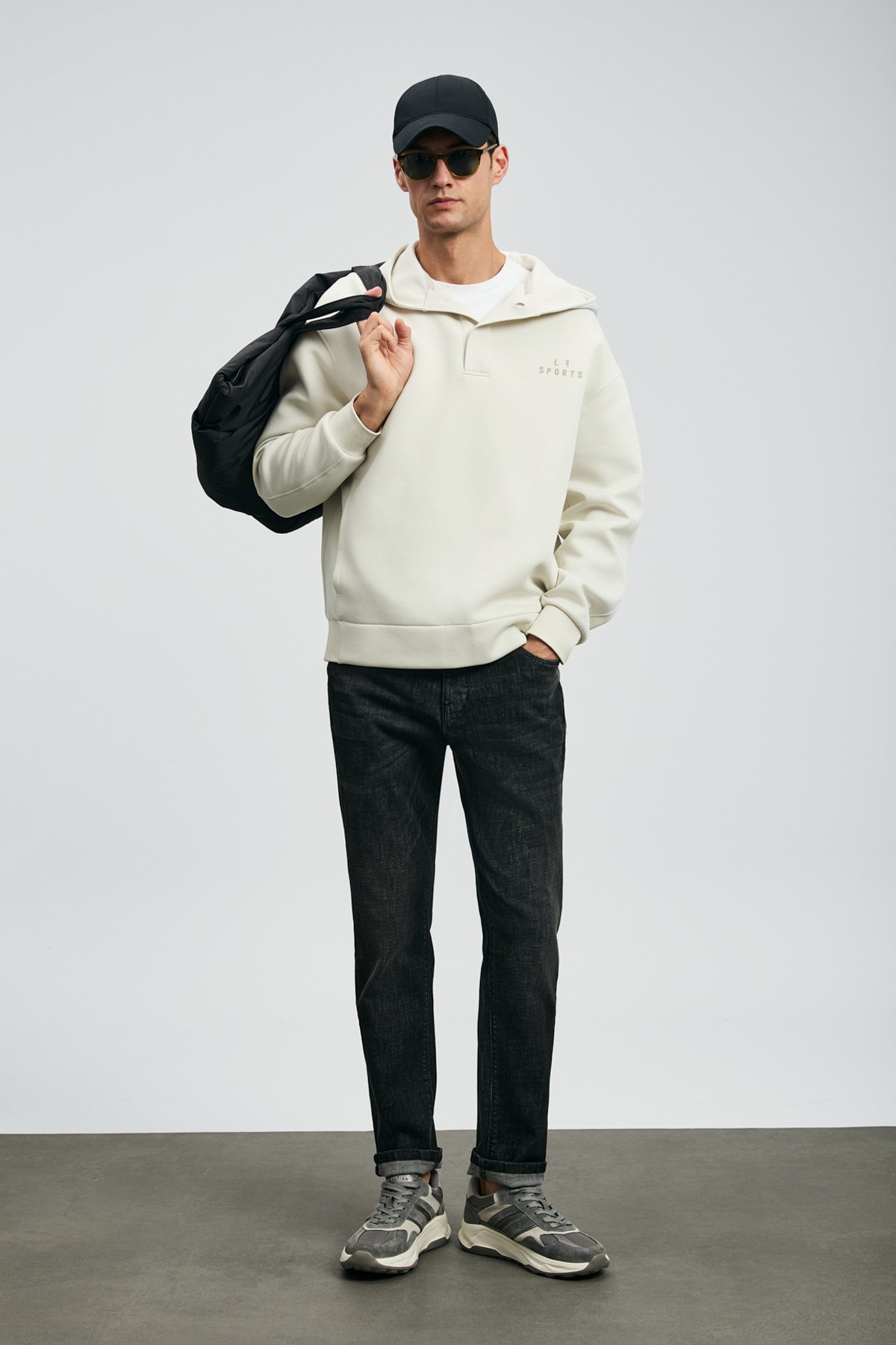 Quel Spor Jean Erkek Pantolon Slim Fit Koyu Gri - Lufian