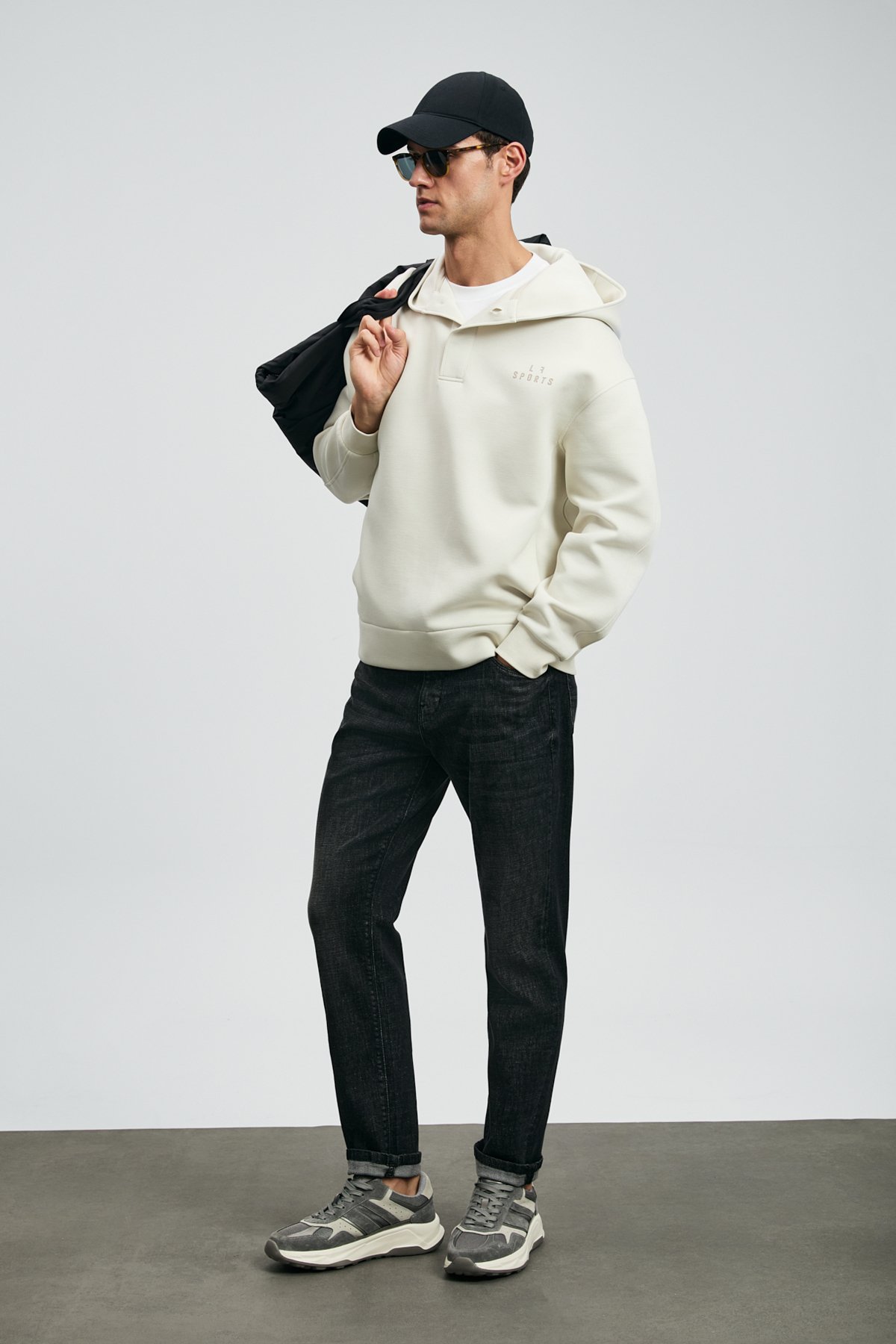 Quel Spor Jean Erkek Pantolon Slim Fit Koyu Gri - Lufian (1)