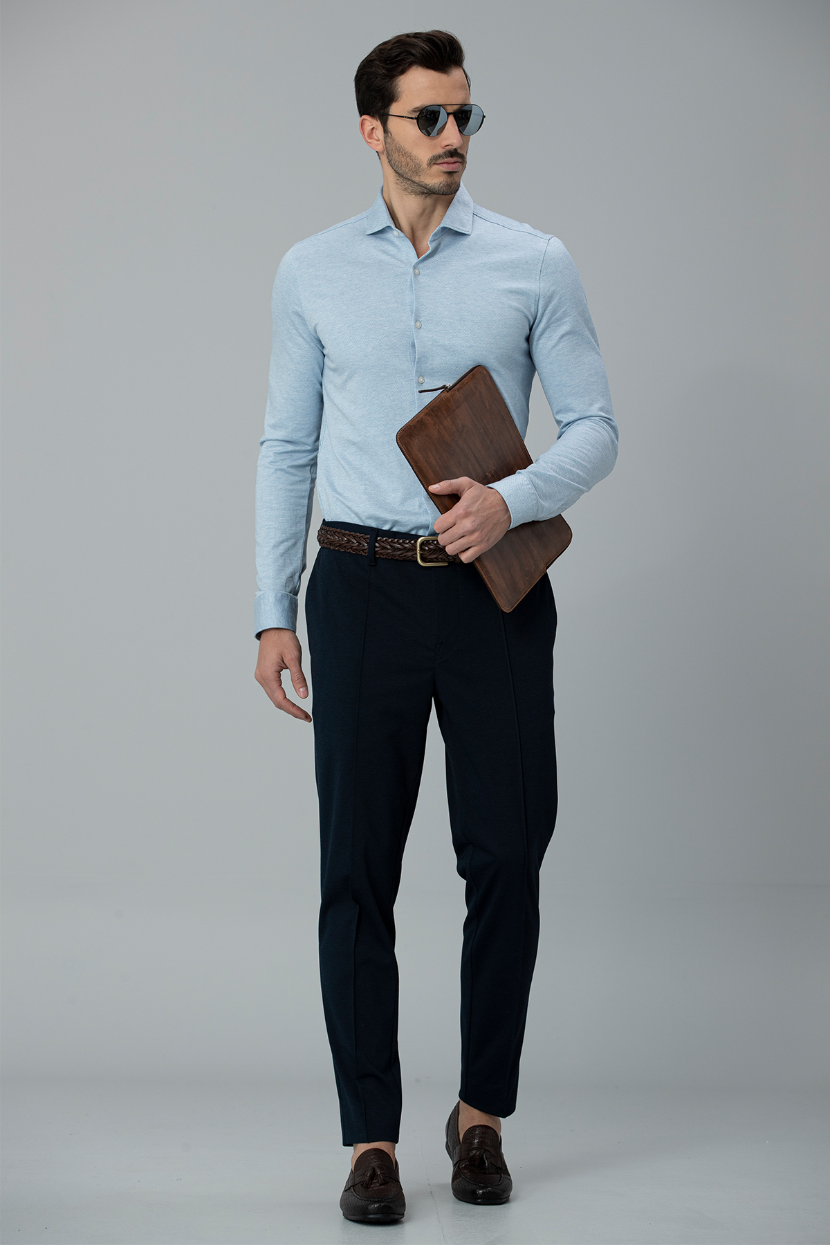 Quen Erkek Smart Gömlek Comfort Slim Fit Mavi