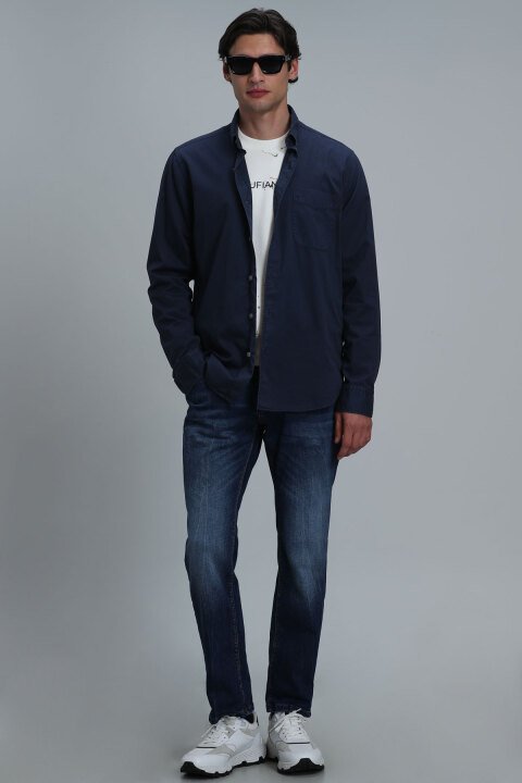 Real Erkek Basic Gömlek Comfort Fit Lacivert - Lufian (1)