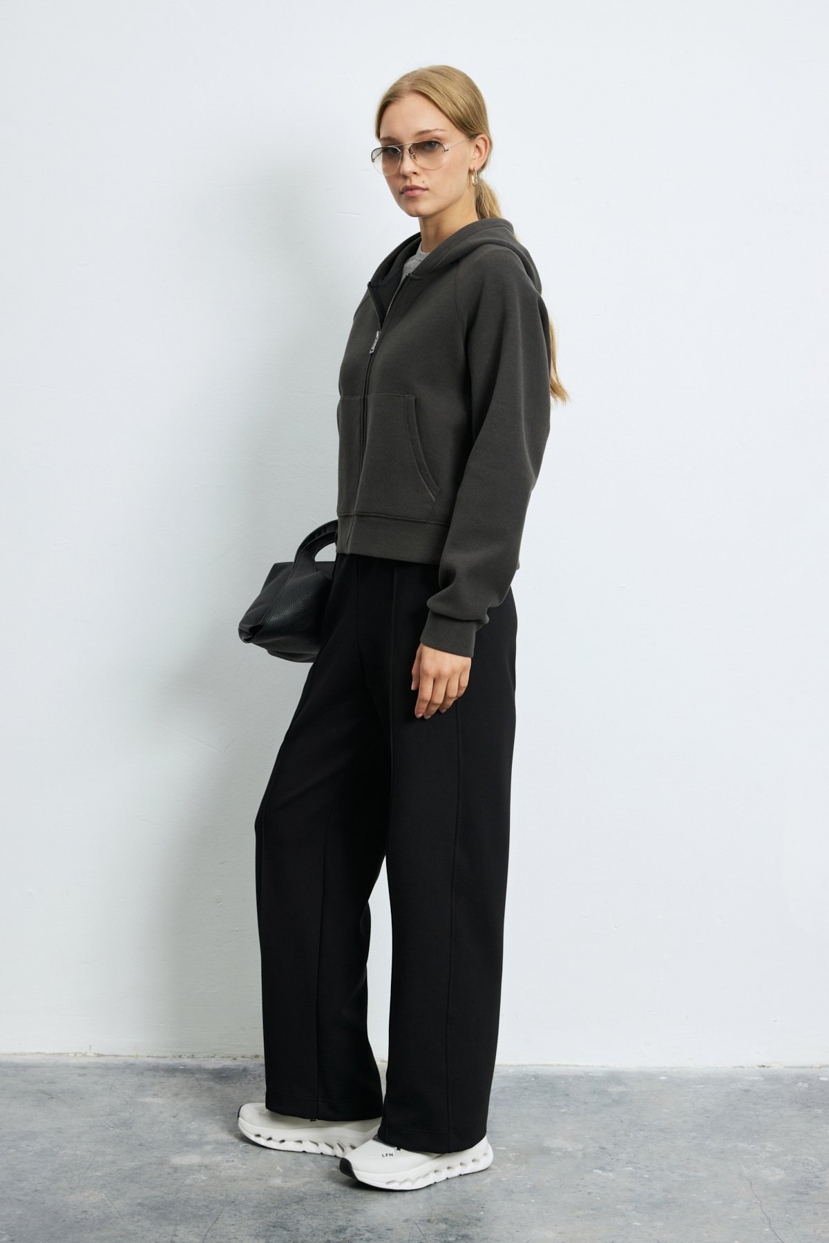 Knıtted Women's Tracksuıt Top Anthracıte - LUFIAN