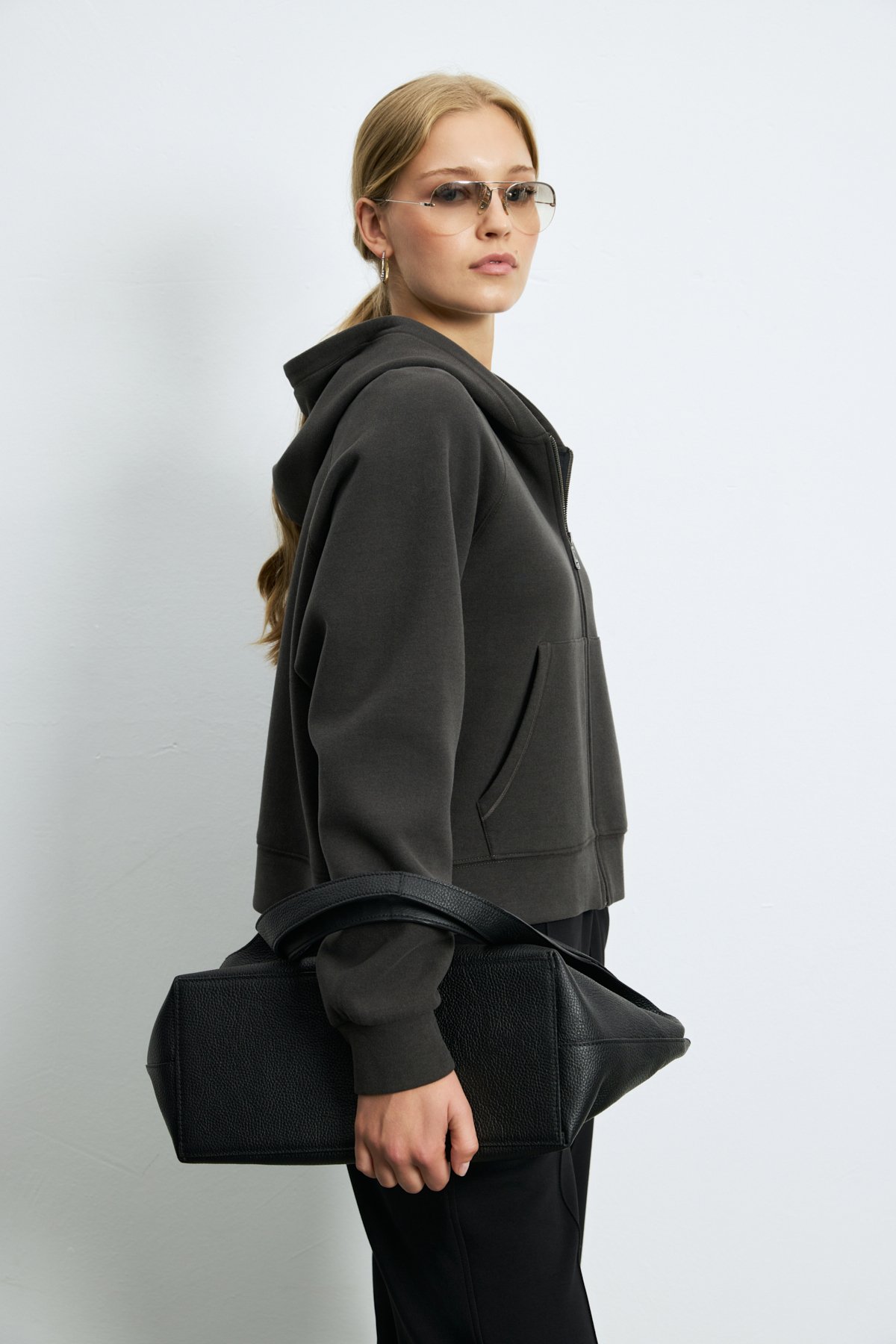Knıtted Women's Tracksuıt Top Anthracıte - LUFIAN
