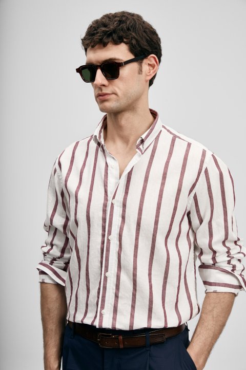 Rıng Men's Basic Shirt Regular Fit Burgundy - Lufian
