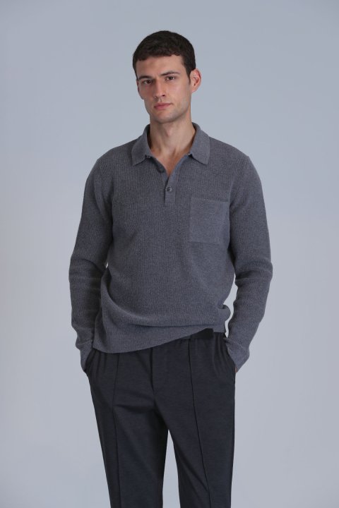 Rıver Men's Sweater Gray - LUFIAN
