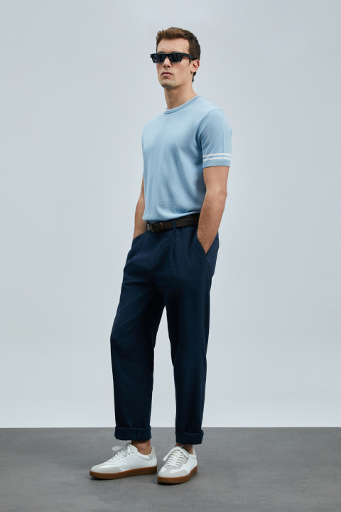 Robert Erkek İpek Karışımlı Kazak Mavi - Lufian (1)