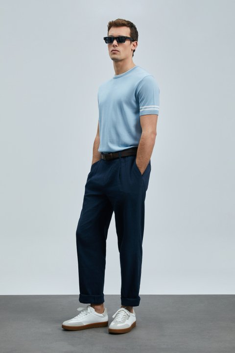 Robert Erkek İpek Karışımlı Kazak Mavi - Lufian (1)