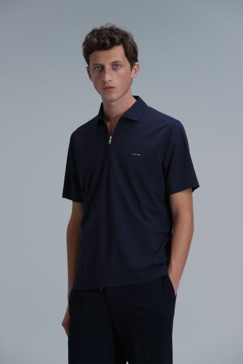 Robert Smart Mens Polo T - Shirt Navy - Lufian